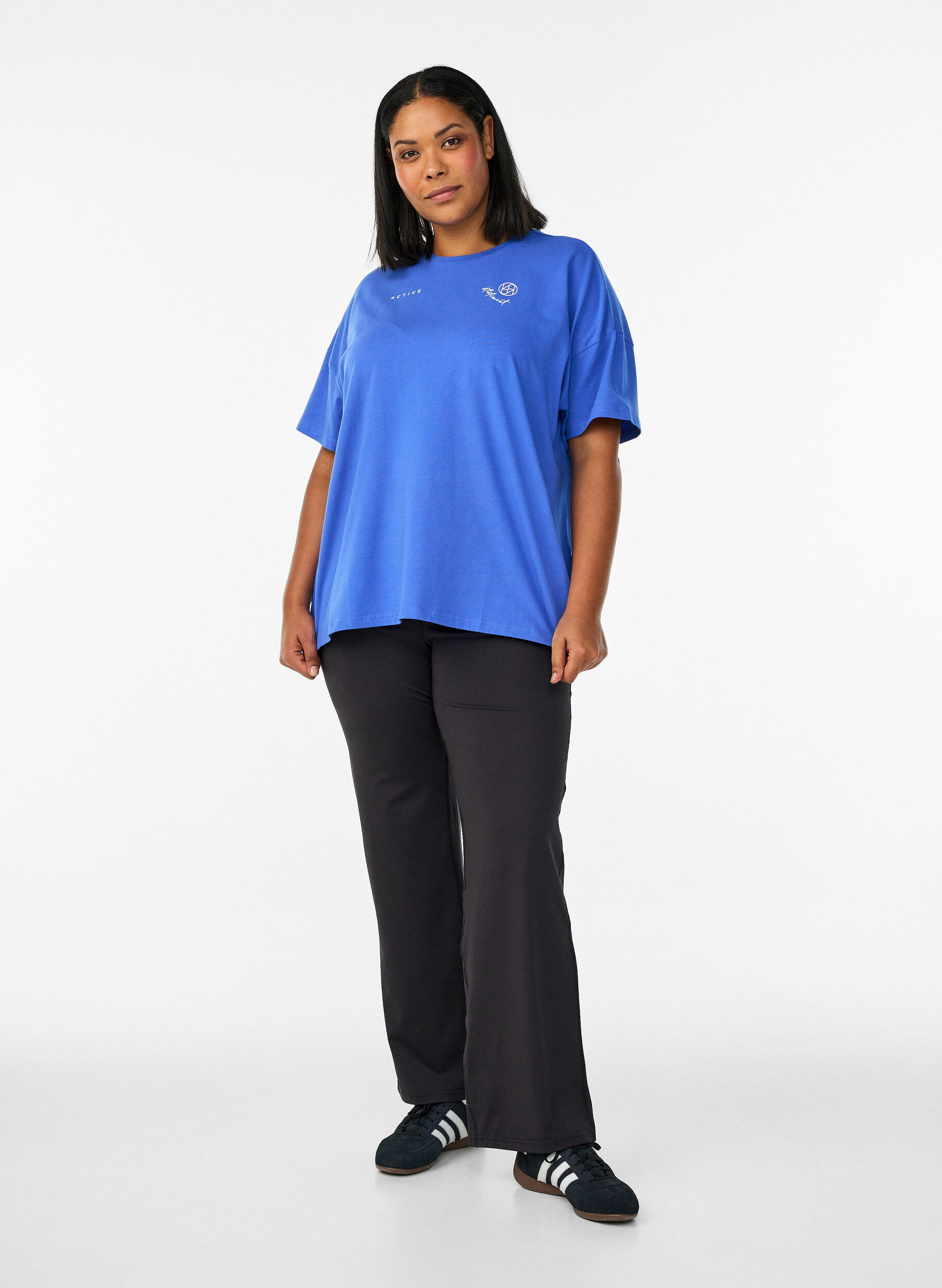 ZizziT-shirt van biologisch katoen met klein frontmotief, Blauw, Model image number 1