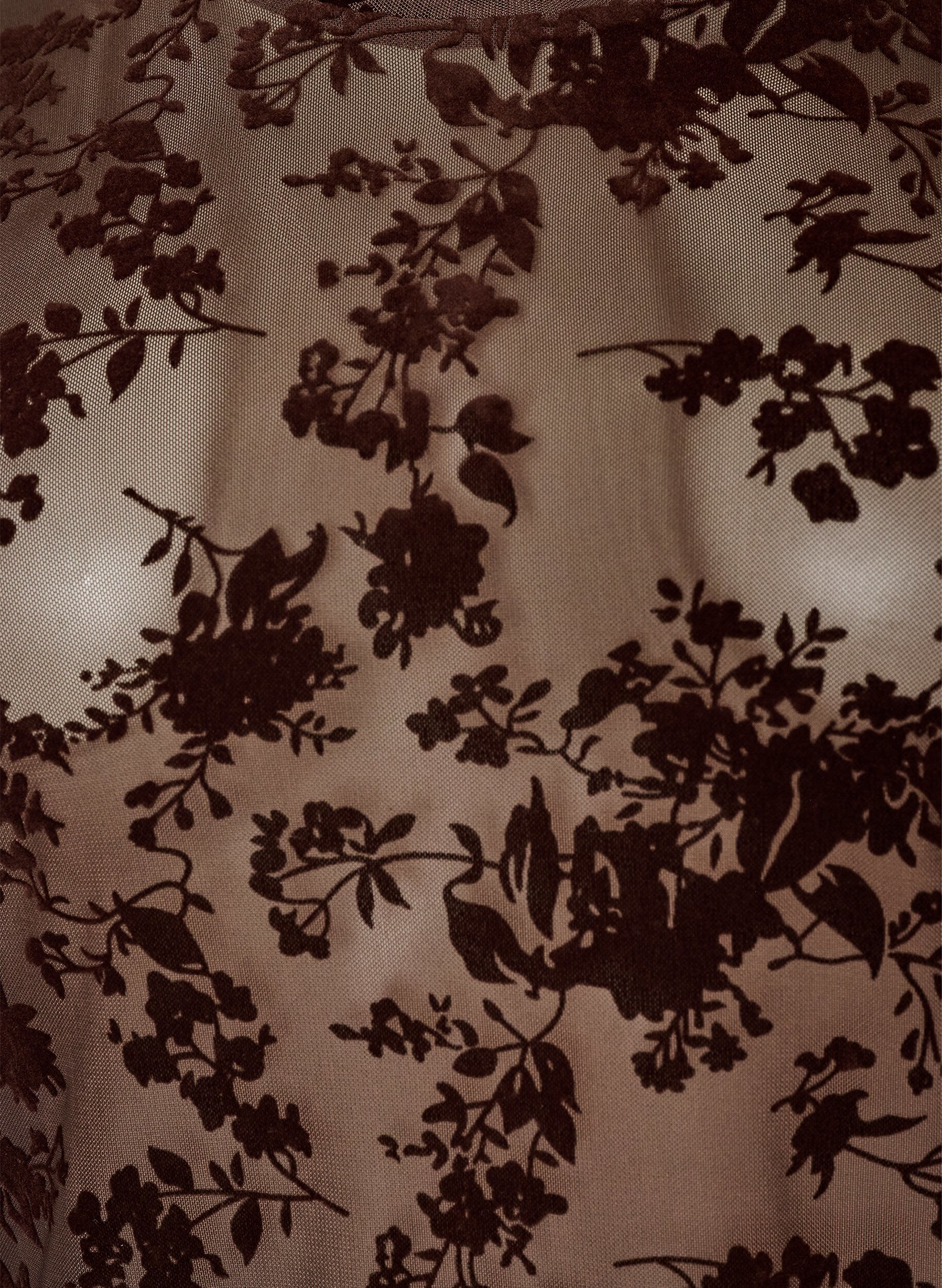 ZizziMesh blouse met bloemenpatroon, Bruin, Packshot image number 2