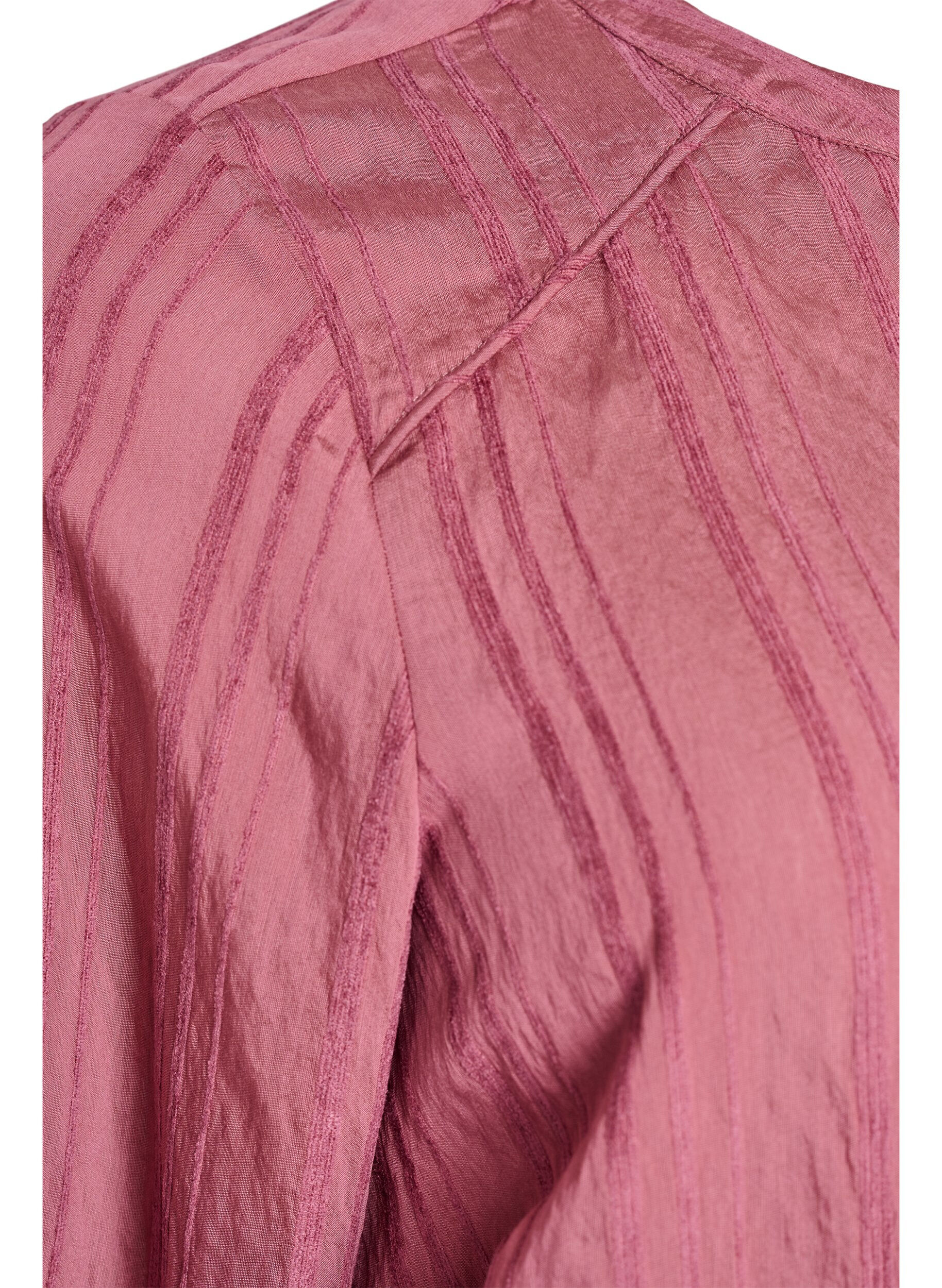 ZizziBlouse met ton-sur-ton textuur en knopen, Roze, Packshot image number 3