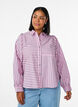 Gestreept shirt met een klassieke kraag en lange mouwen, Roze, Model image number 0