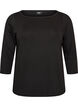 Basic T-shirt met boothals en 3/4-mouwen, Zwart, Packshot image number 0