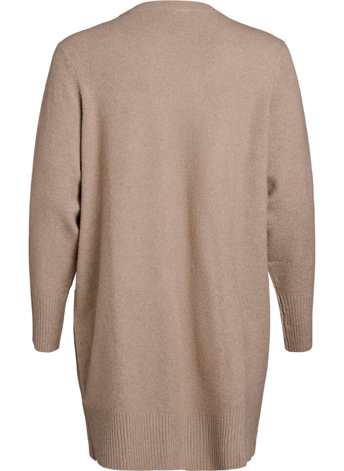 Geribd gebreid vest met zakken, Beige, Packshot image number 1