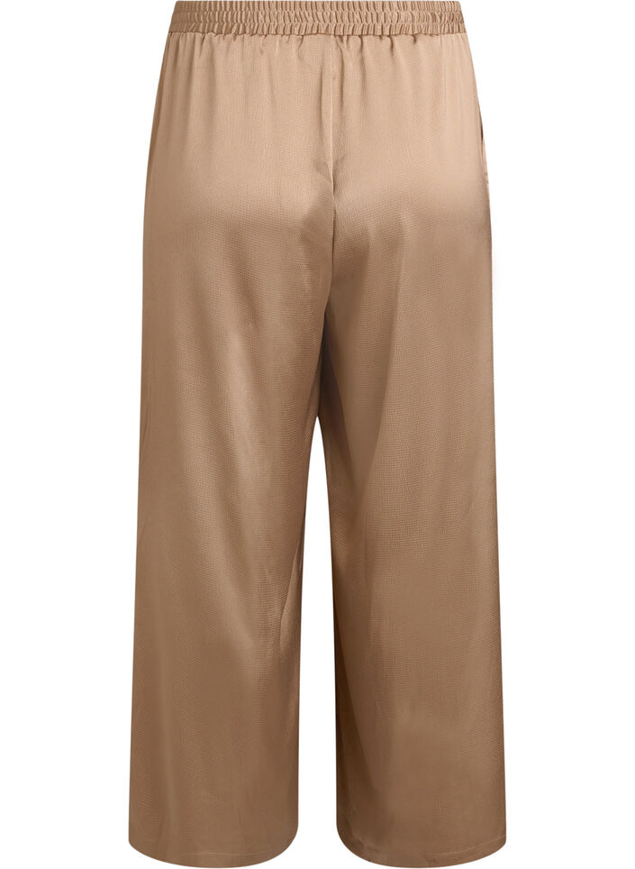 Pantalon aspect satin &agrave; jambes larges et droites, Marron, Packshot