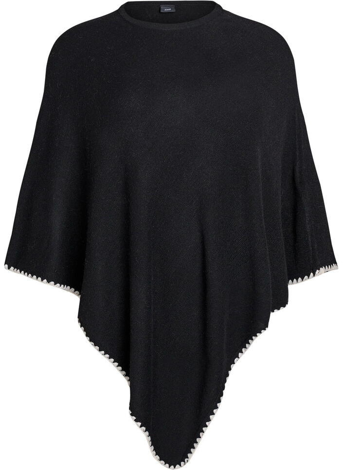 Poncho en maille fine, Noir, Packshot image number 0