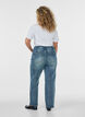 Kiana straight-fit jeans met een licht versleten look, Blauw, Model image number 1