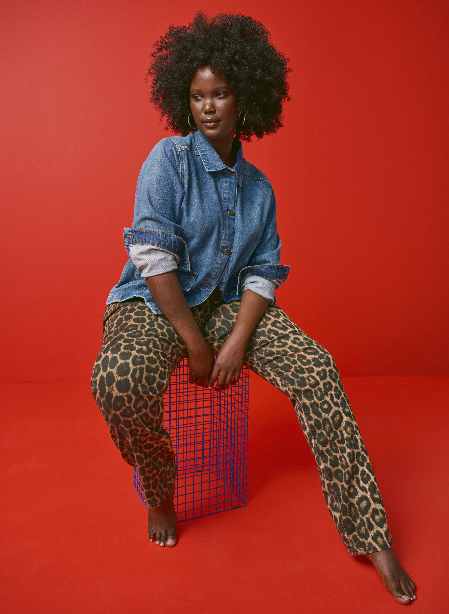 ZizziEmily jeans met luipaardprint, Bruin, Image image number 0