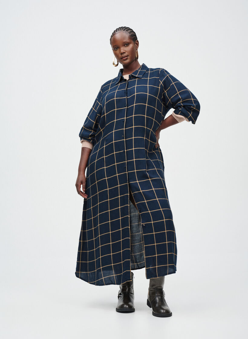 Midi-jurk met ruiten, , Model