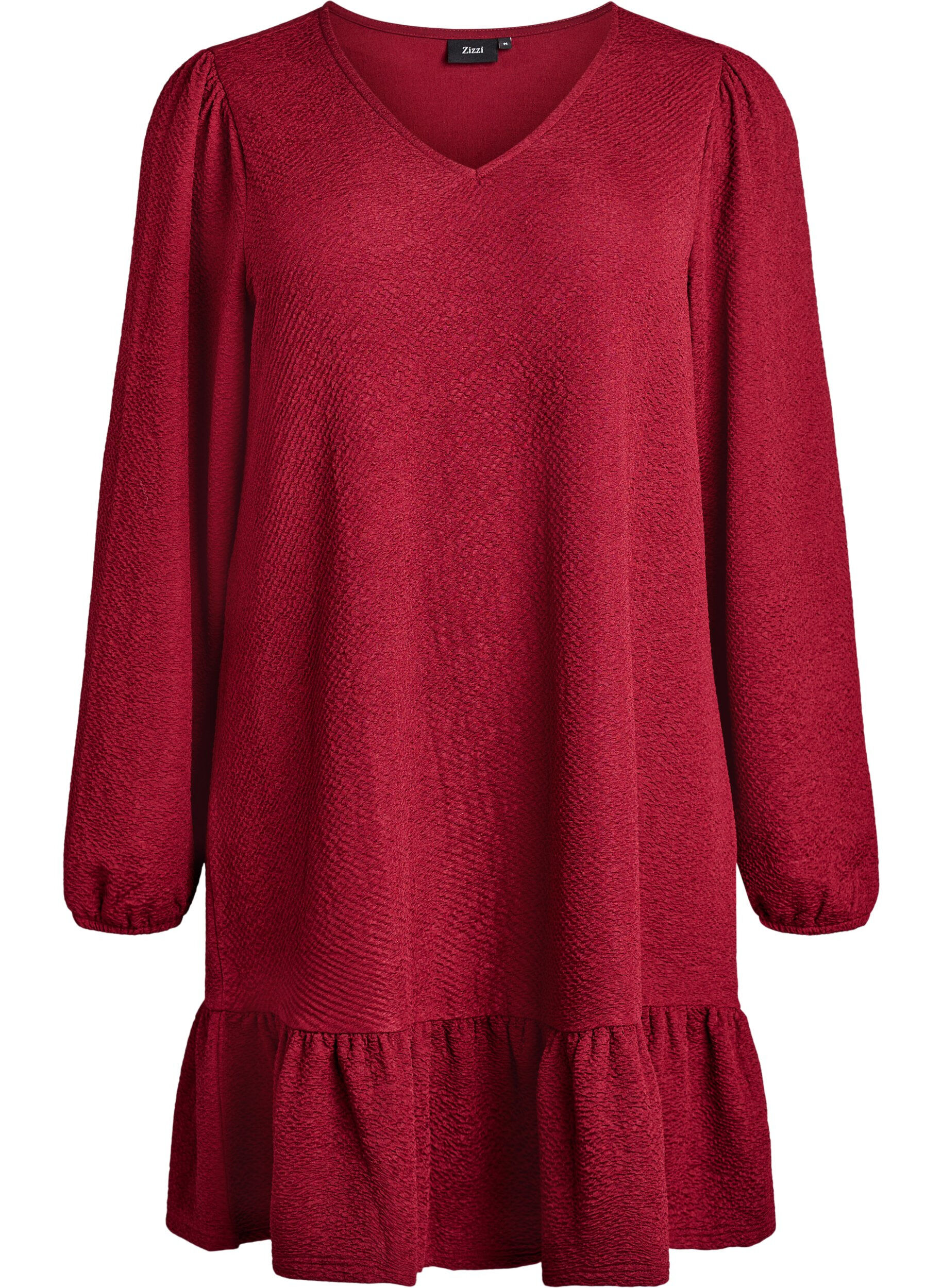 Korte jurk met een ruffle zoom en structuur