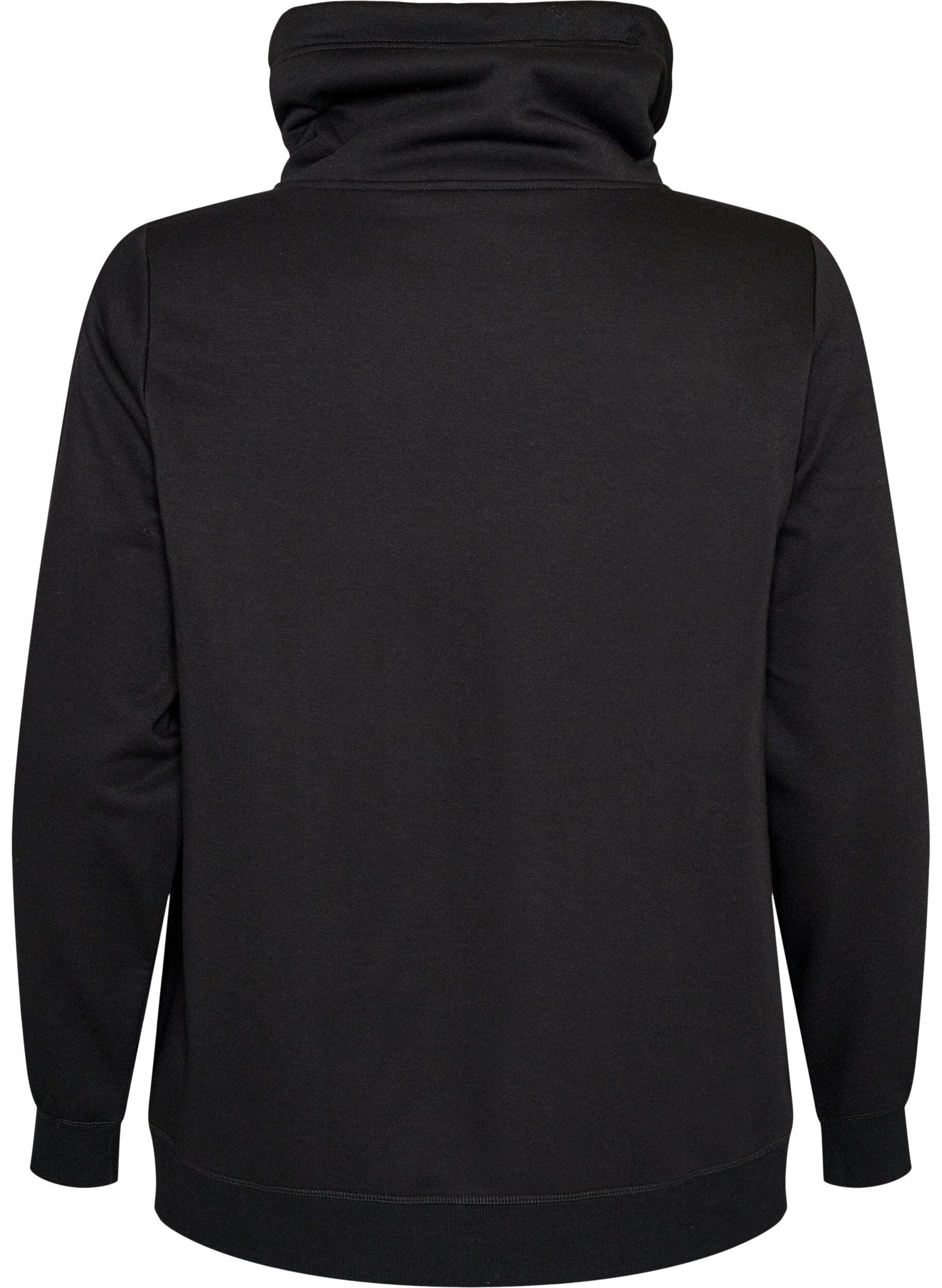 ZizziSweatshirt met hoge kraag en zakken, Zwart, Packshot image number 1