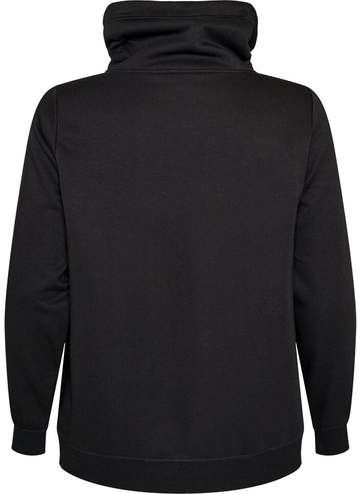Sweatshirt met hoge kraag en zakken, Zwart, Packshot image number 1
