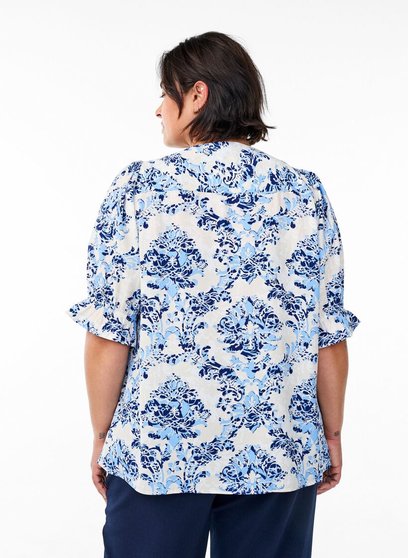 Shirtblouse met 1/2 mouwen, Beige, Model image number 2