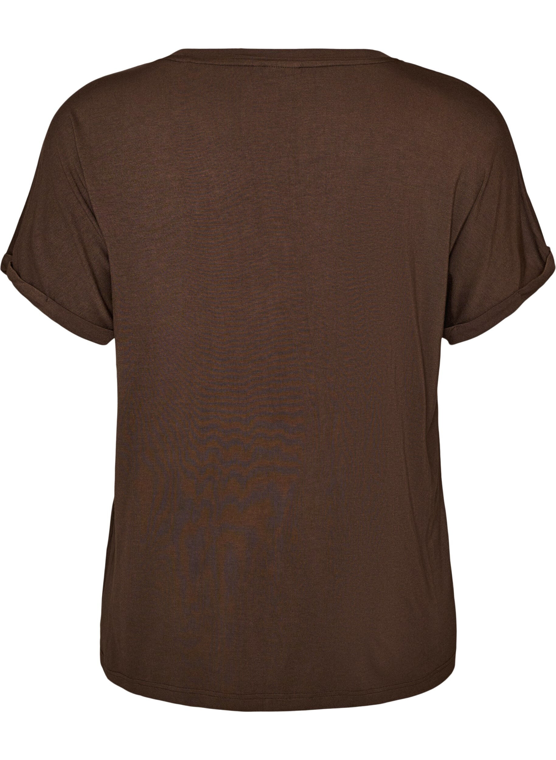 ZizziBasic T-shirt met V-hals van viscose, Bruin, Packshot image number 1