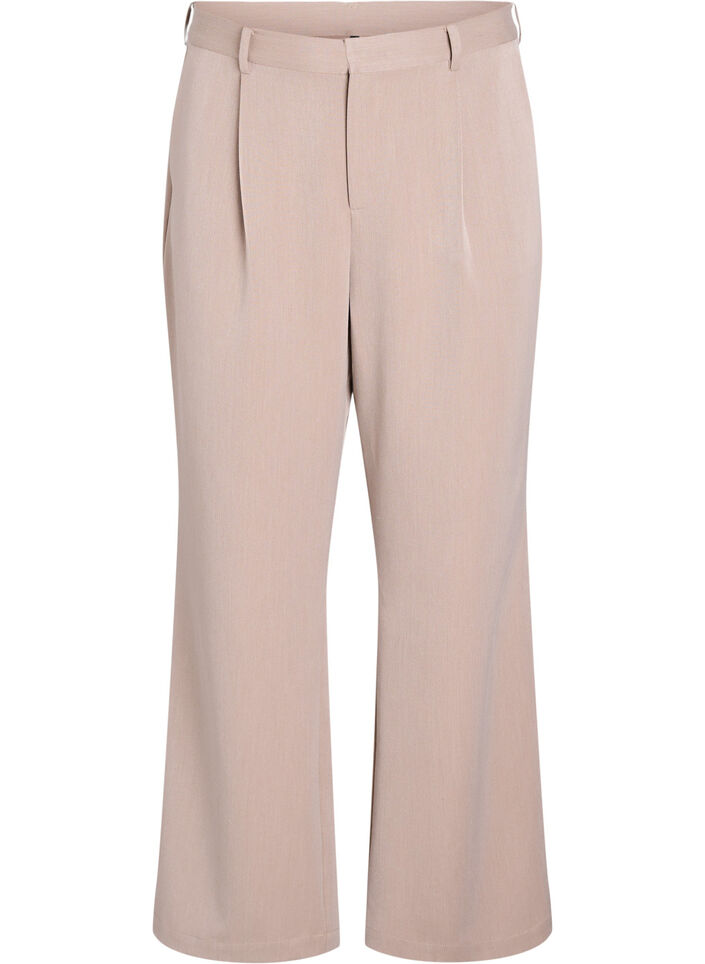 Dressebroek met hoge taille en rechte pijpen, Bruin, Packshot image number 0