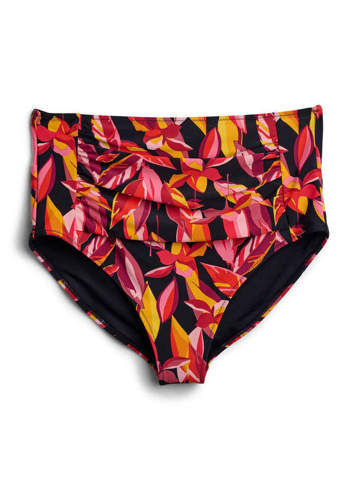 Bikinibroekje met print en een hoge taille, Rood, Packshot image number 0