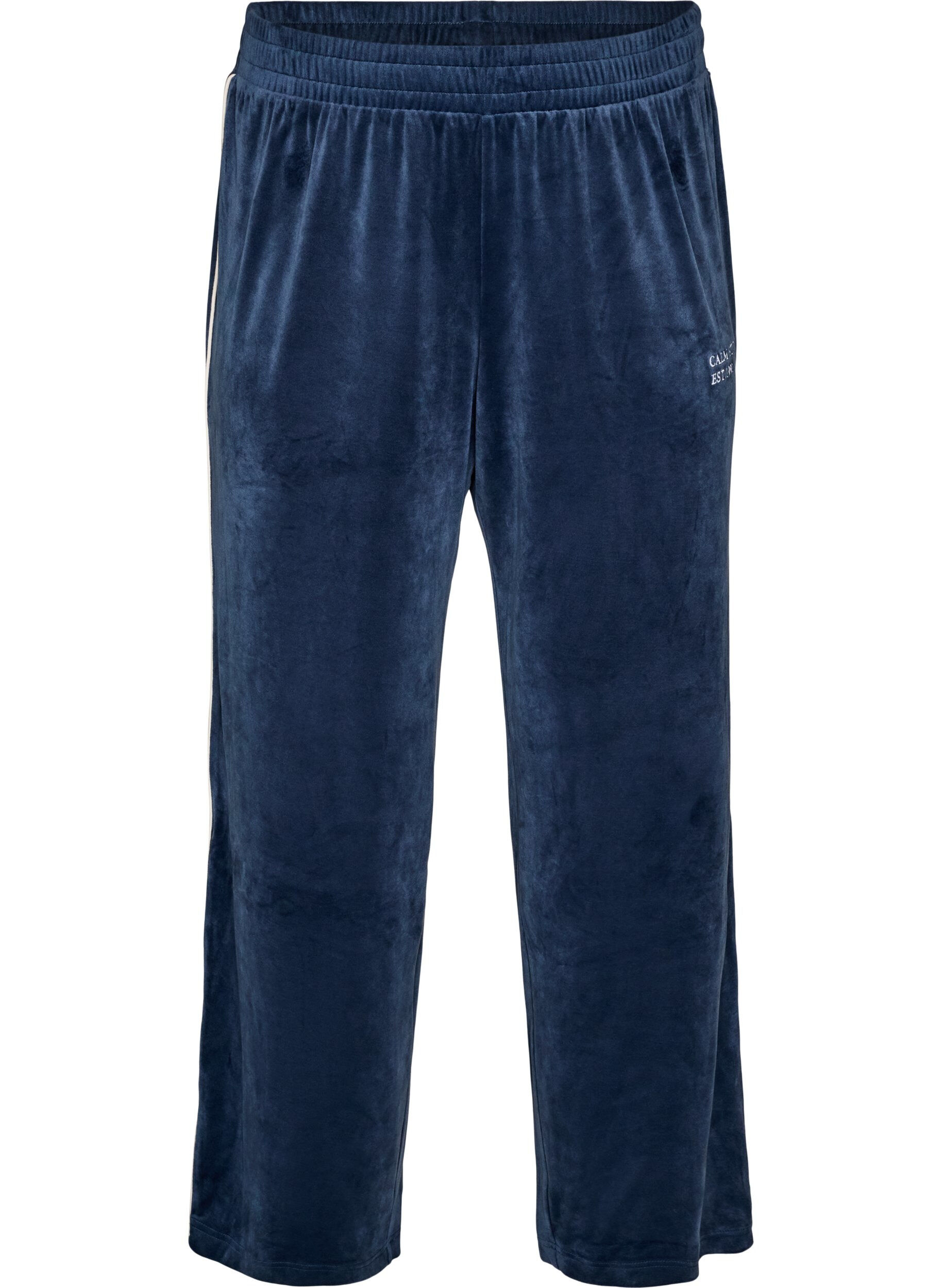 Veloursbroek met contrasterende biezen