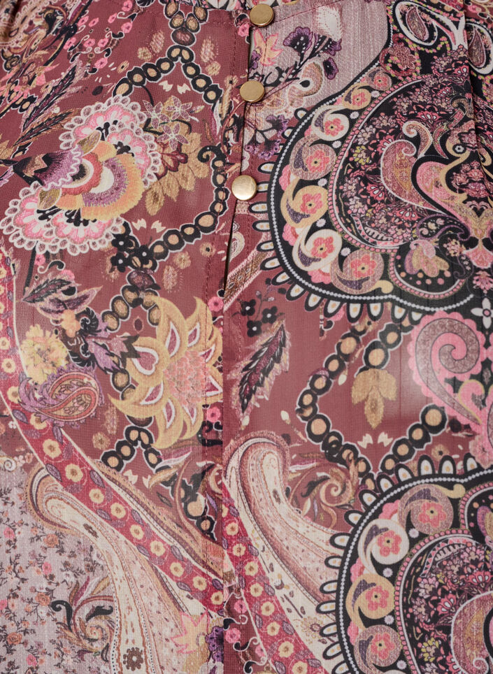 Blouse met paisleyprint en ruchesdetails, Paars, Packshot image number 2