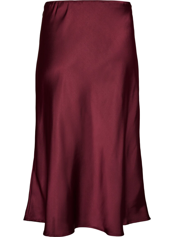 Satijnen midi rok, Rood, Packshot image number 1