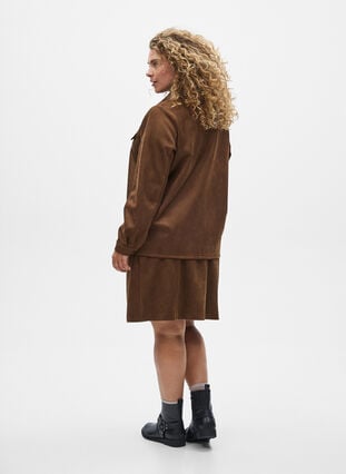 ZizziImitatie suède overhemd, Brown Fake Suede , Model image number 1