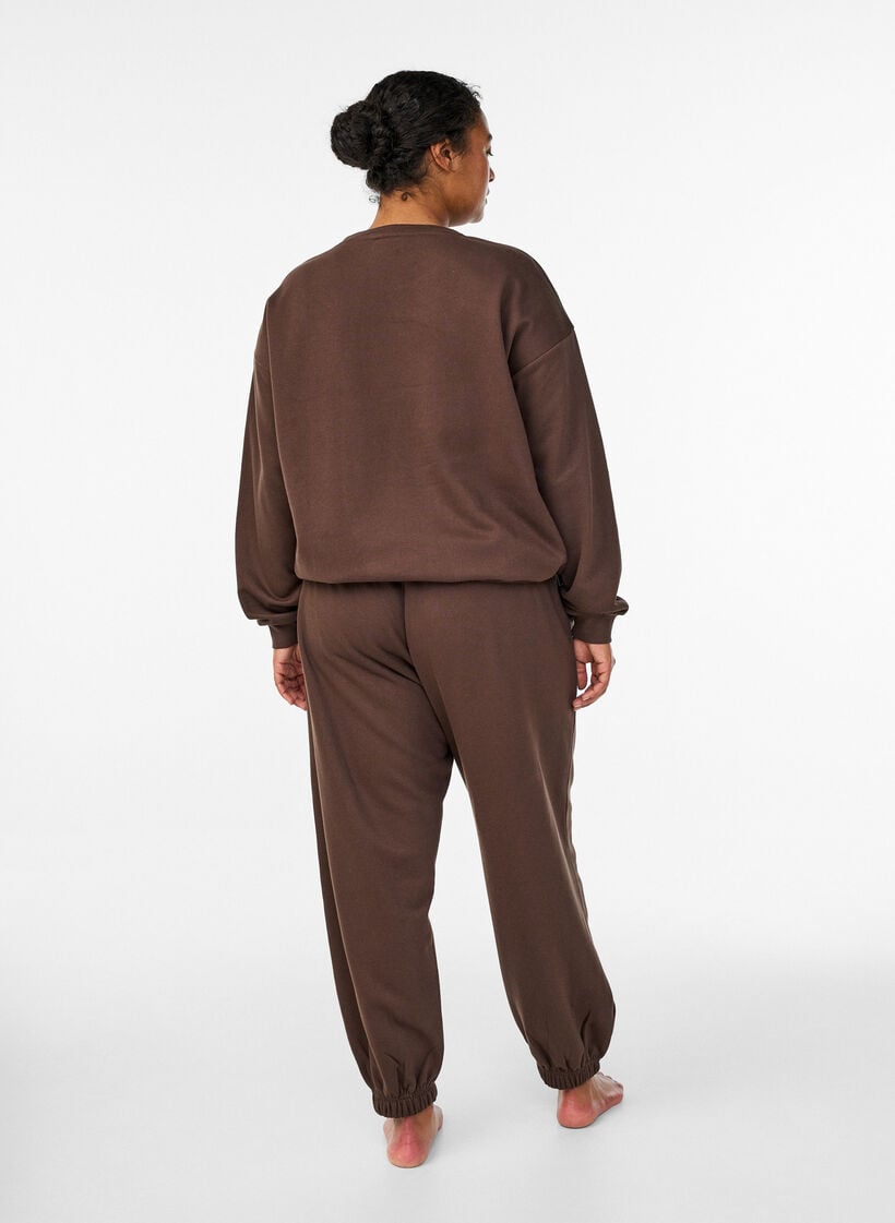 High-waist joggingbroek met zakken, Bruin, Model image number 1