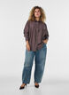 Viscose shirt met gouden knopen, Bruin, Model image number 1