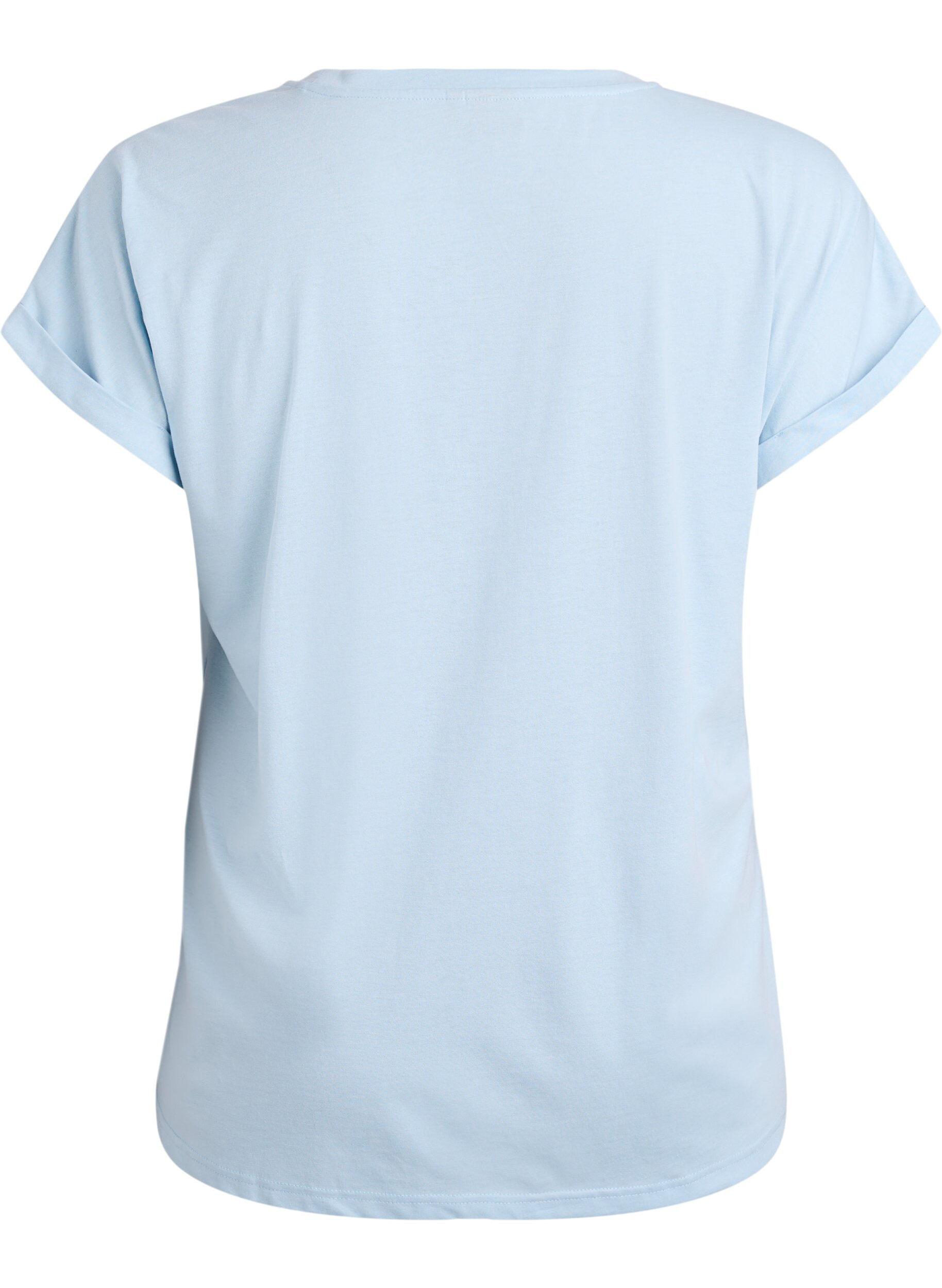 ZizziT-shirt met korte mouwen van katoenmix, Blauw, Packshot image number 1