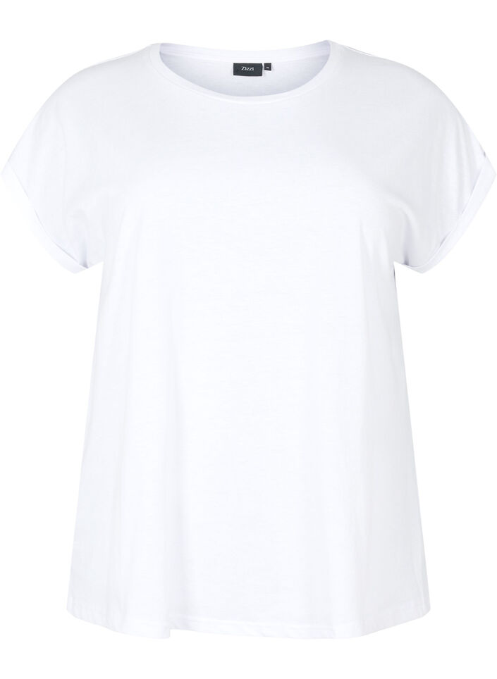 T-shirt met korte mouwen van katoenmix, Wit, Packshot image number 0