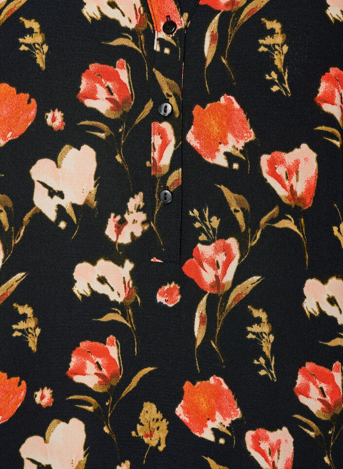 Blouse &agrave; manches courtes et encolure en V, Noir, Packshot image number 2