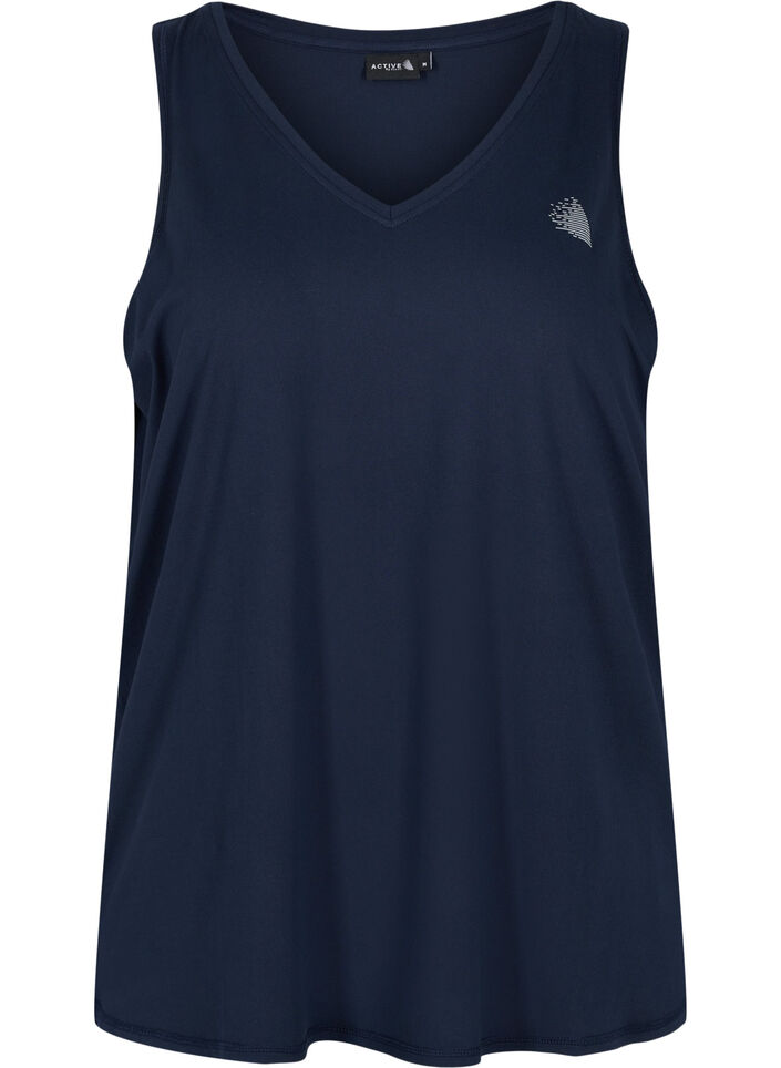 Workout top met V-hals, Blauw, Packshot image number 0
