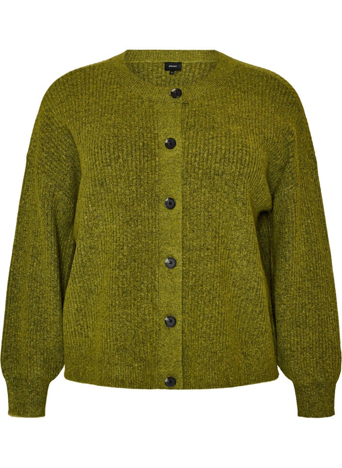 Vest van ribtricot met knopen, Groen, Packshot image number 0