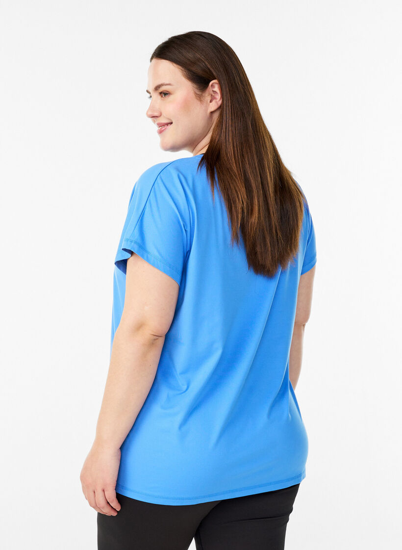 Losvallend trainings-T-shirt met V-hals, Blauw, Model image number 2