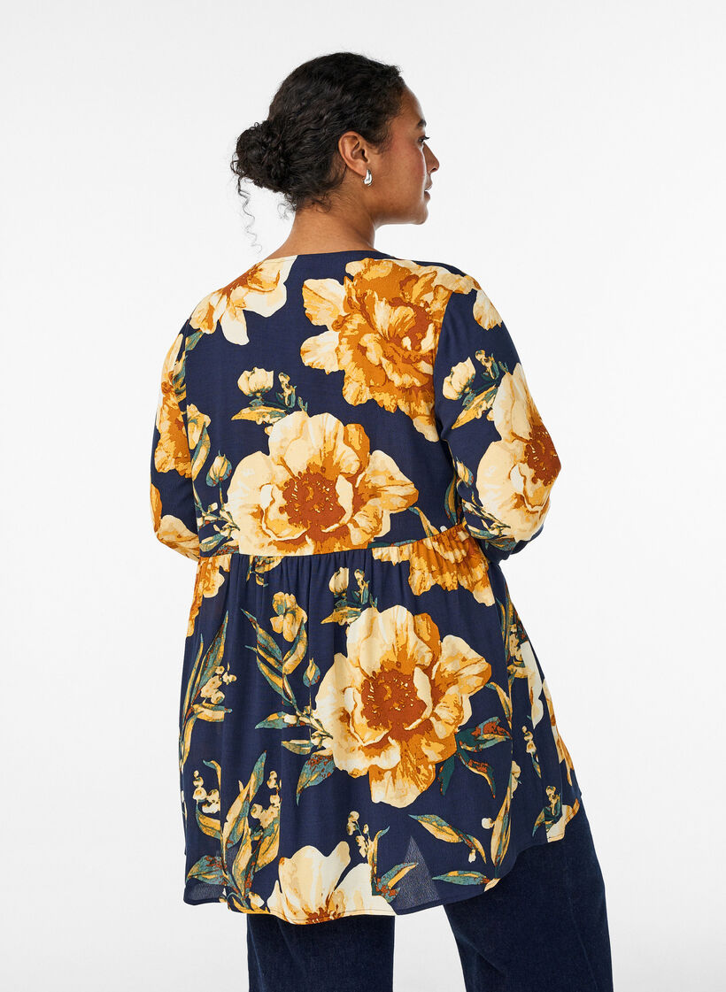 Lange mouwen tuniek met een naad, Blauw, Model image number 2