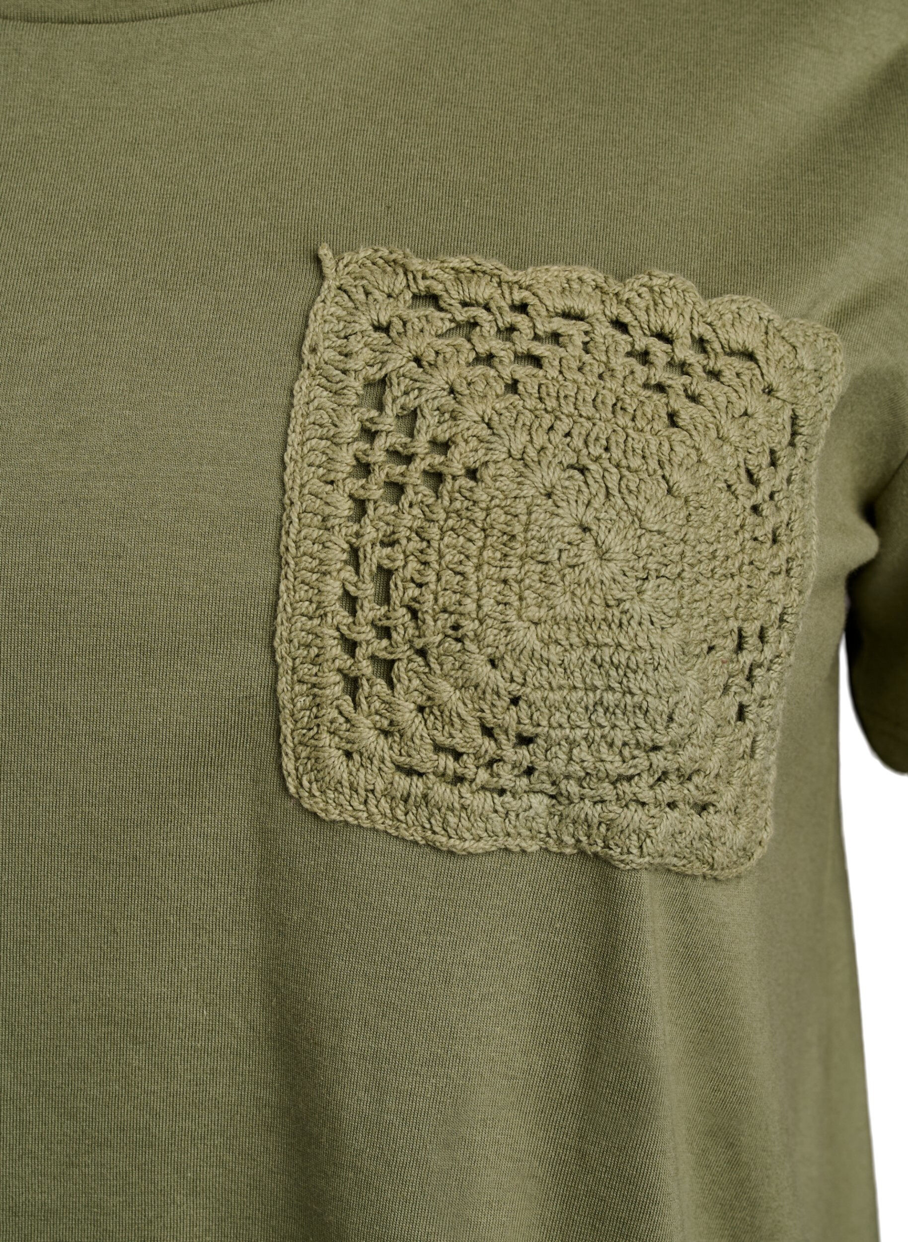 ZizziT-shirt in biologisch katoen met een borstzakje, Groen, Packshot image number 2