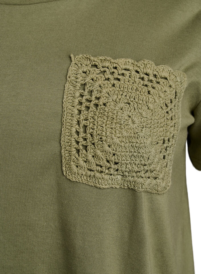 T-shirt in biologisch katoen met een borstzakje, Groen, Packshot image number 2