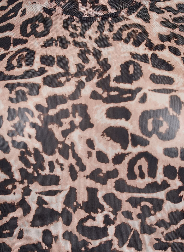 Mesh blouse met korte mouwen, Bruin, Packshot image number 2