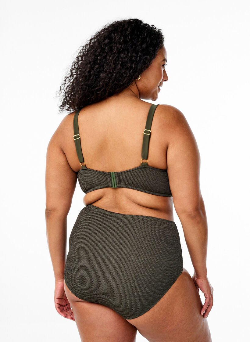 Bikinibroekje met textuur en hoge taille, Climbing Ivy, Model
