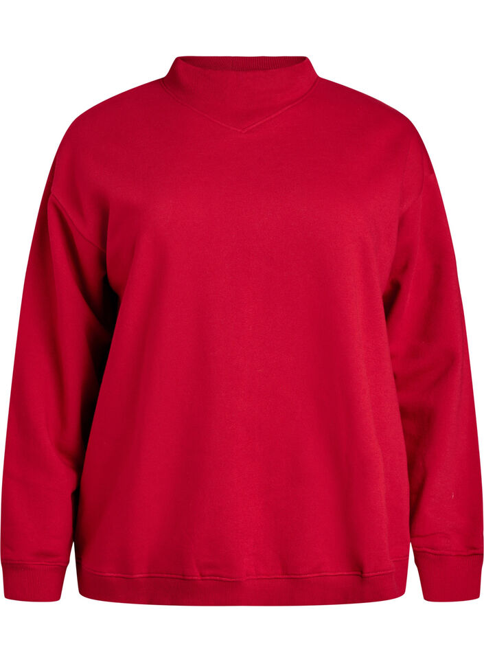 Sweatshirt met hoge kraag en lange mouwen, Rood, Packshot image number 0