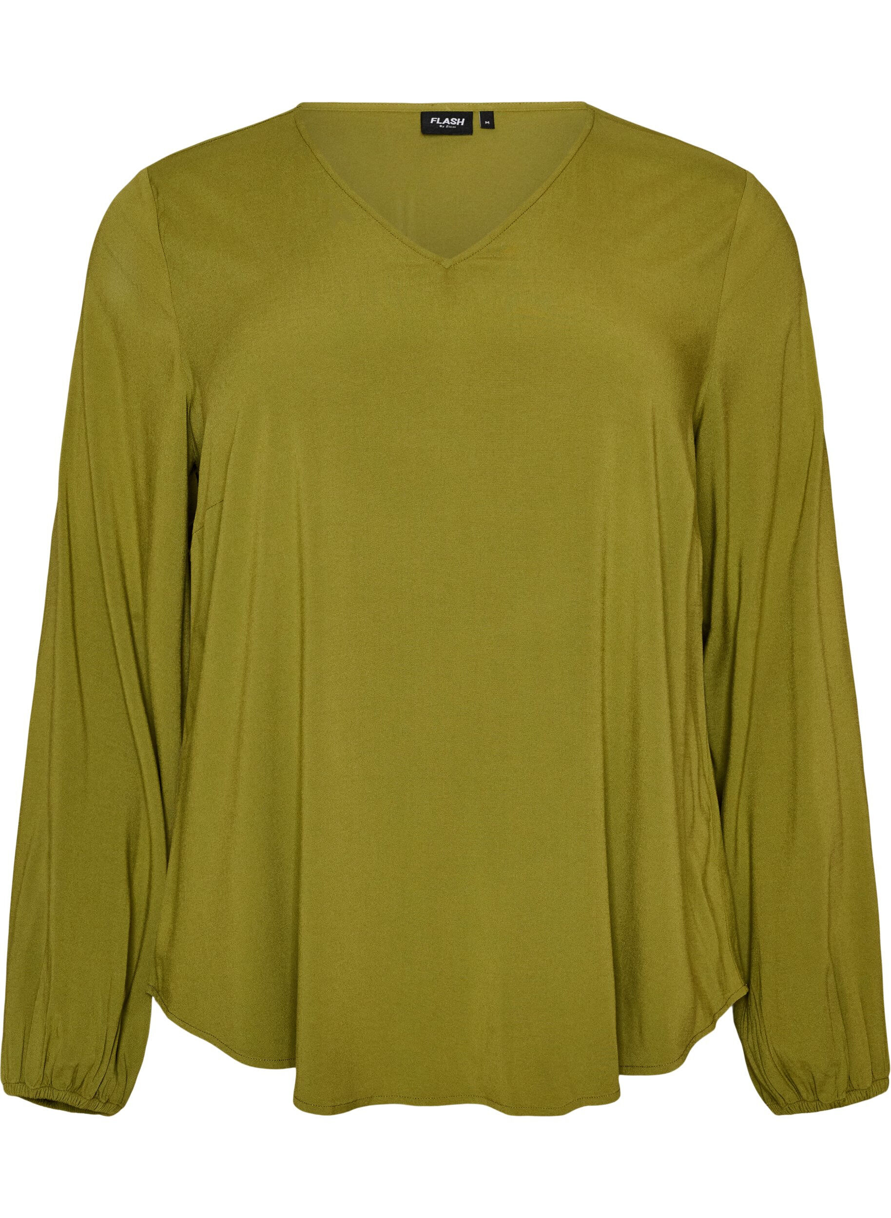 Viscose blouse met V-hals en lange mouwen