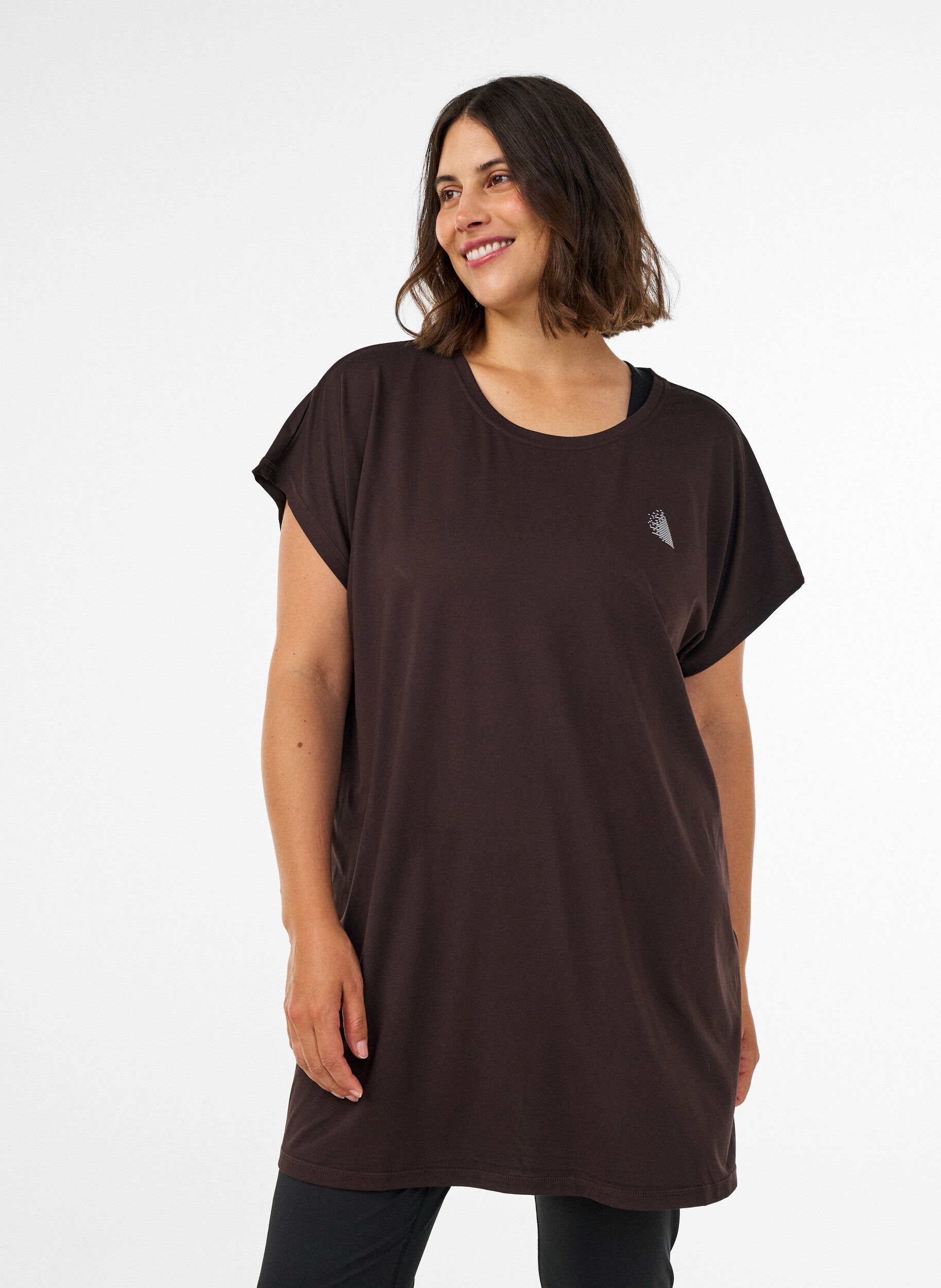 Lang trainings-T-shirt, Bruin, Model