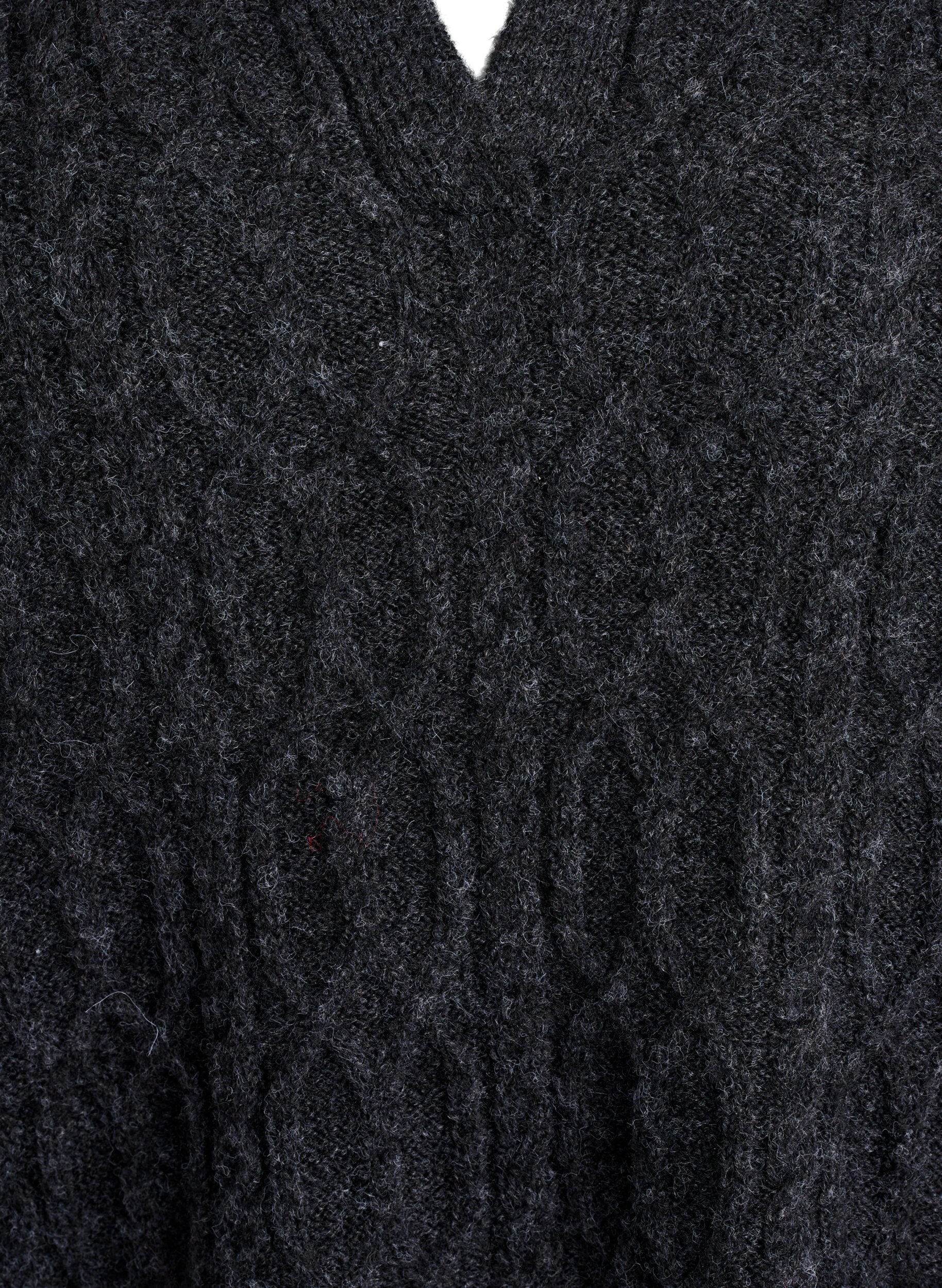 ZizziKabel gebreide trui met polokraag, Grijs, Packshot image number 2