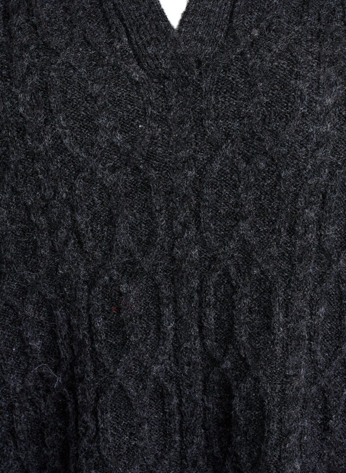 Kabel gebreide trui met polokraag, Grijs, Packshot image number 2