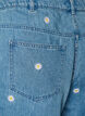 Short en jean taille haute avec broderies florales, Bleu Clair, Packshot image number 3