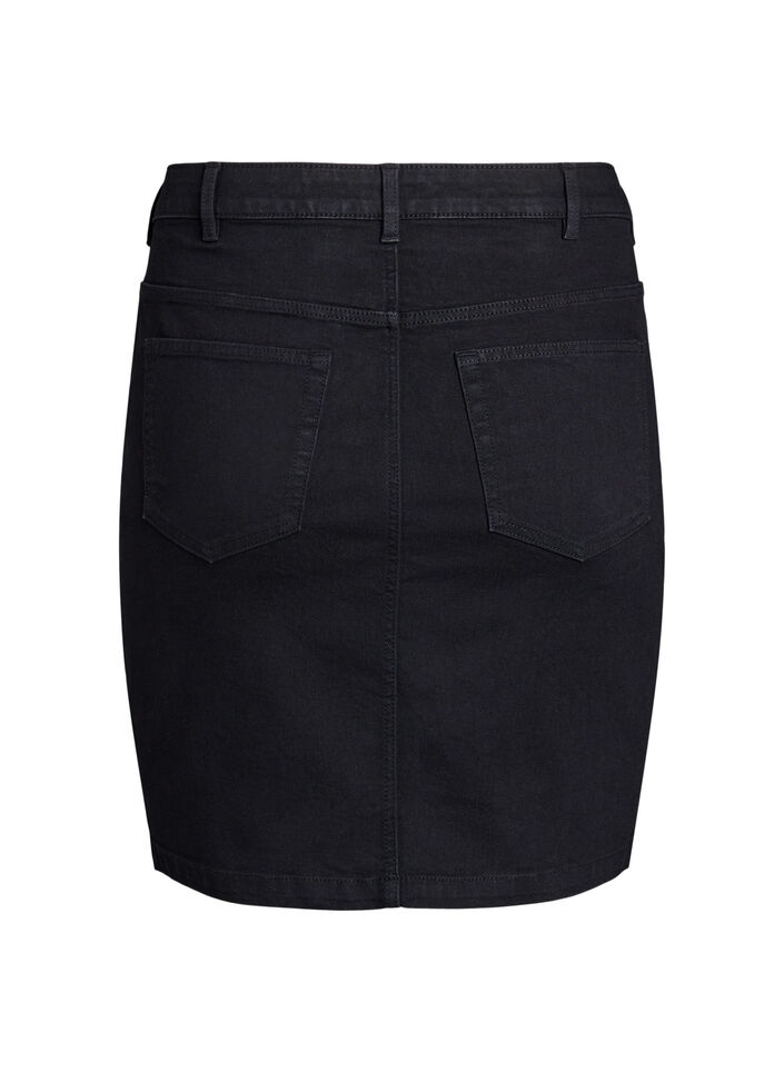 FLASH - Nauwsluitende denim rok, Zwart, Packshot image number 1