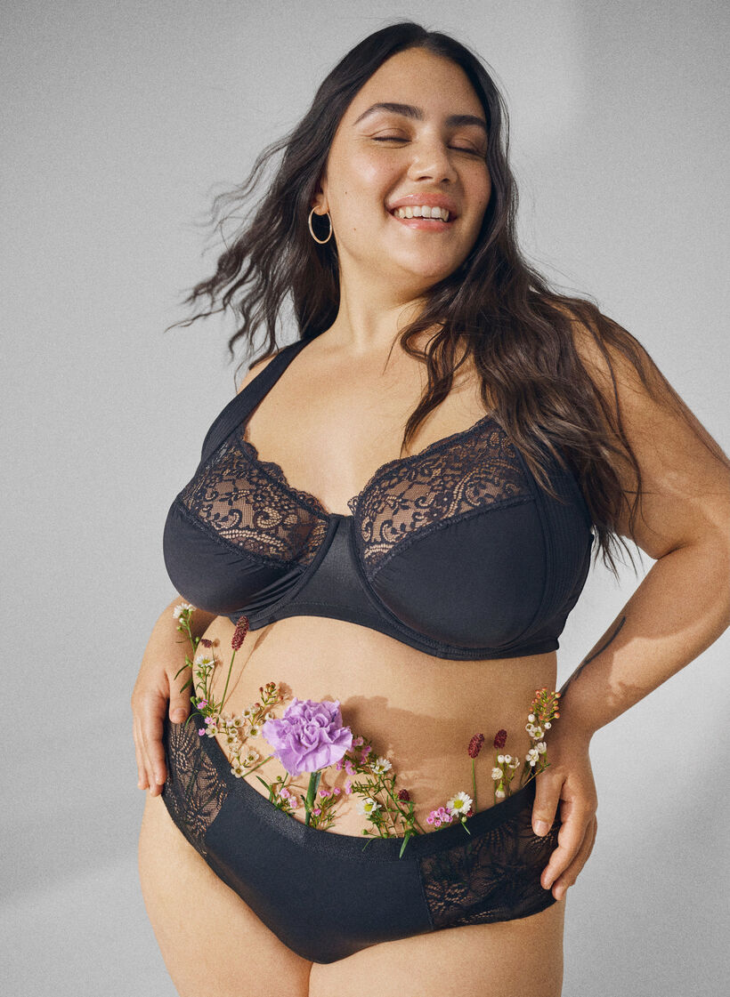 Menstruatie slipje met kant en normale taille, Black, Image