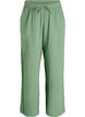 High-waist katoenen mousseline broek met losse pijpen, Groen, Packshot image number 0