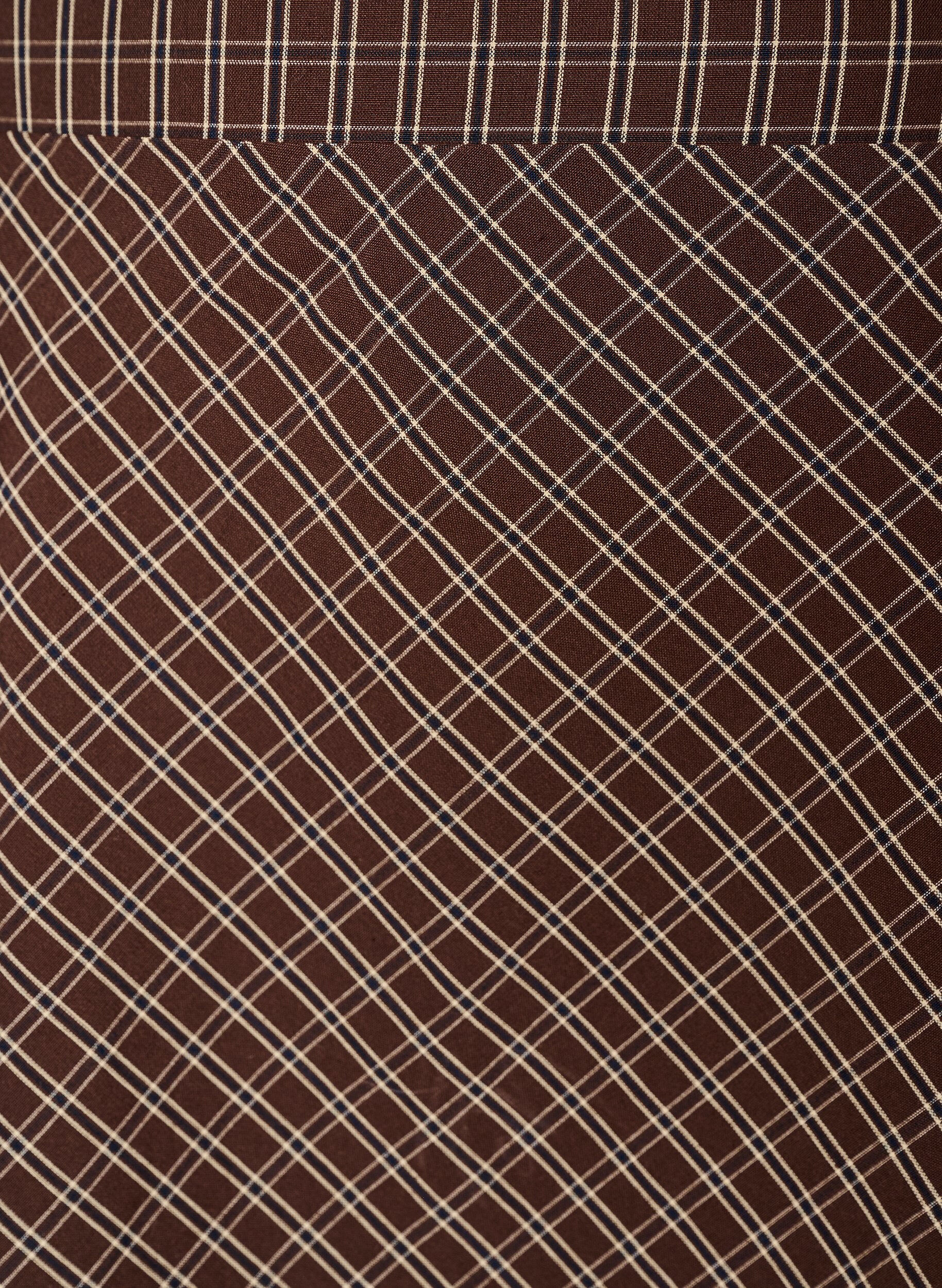 ZizziMidi-rok met kanten afwerking en ruitpatroon, Bruin, Packshot image number 2