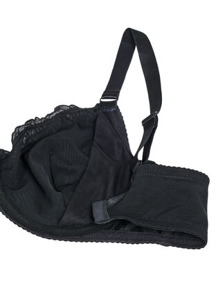ZizziVolledig dekkende bh in mesh met geborduurd patroon, Black, Packshot image number 3