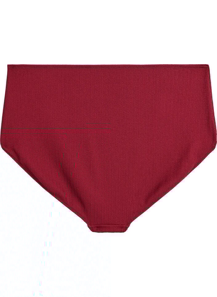 Bikinibroekje met hoge taille en textuur, Rood, Packshot image number 1