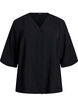 Shirtblouse met V-hals en 3/4 mouwen, Zwart, Packshot image number 0