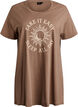 Lang nachthemd-T-shirt in biologisch katoen met print, Beige, Packshot image number 0
