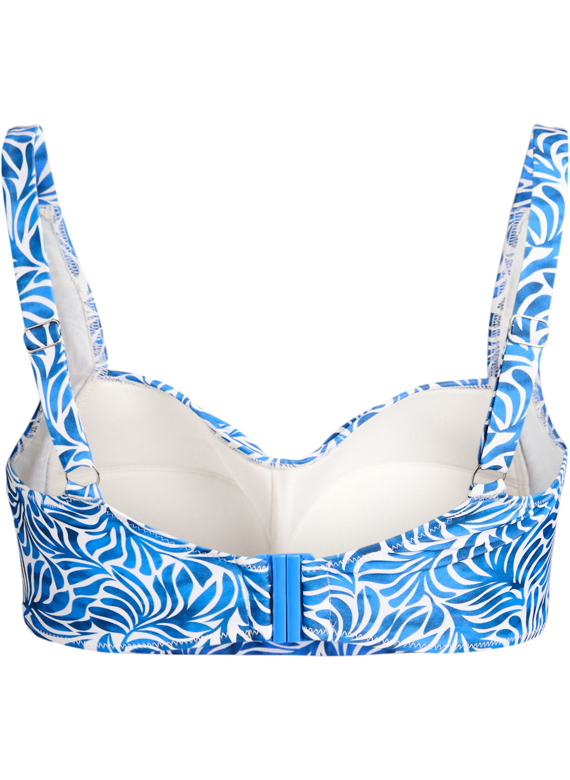 ZizziGewatteerde bikinitop met print, Blauw, Packshot image number 1